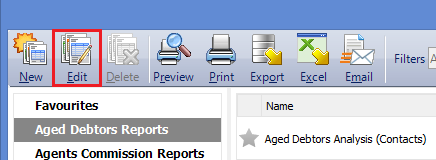 Edit Option - Report Designer
